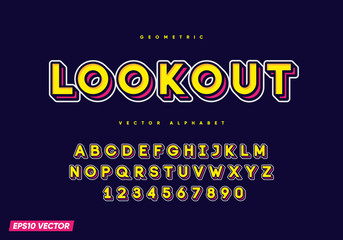 Poster - Cartoon font with numbers. Trendy 3d alphabet. Eps10 vector.