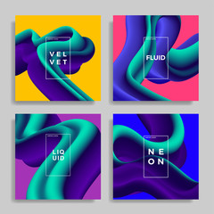 Wall Mural - Set of trendy abstract design templates with 3d flow shapes. Dynamic gradient composition. Applicable for landing pages, covers, brochures, flyers, presentations, banners.