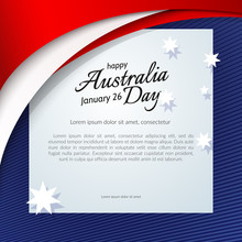 Happy Australia Day Card Brochure Poster Australia National Flag Theme Red White Curved Lines And Stars On A Blue Background Patriotic Design Template Cards For Australia Day And Other Holidays Vector