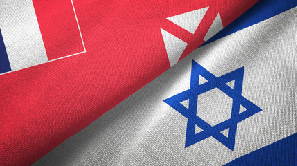 Wallis and Futuna and Israel two flags textile cloth, fabric texture