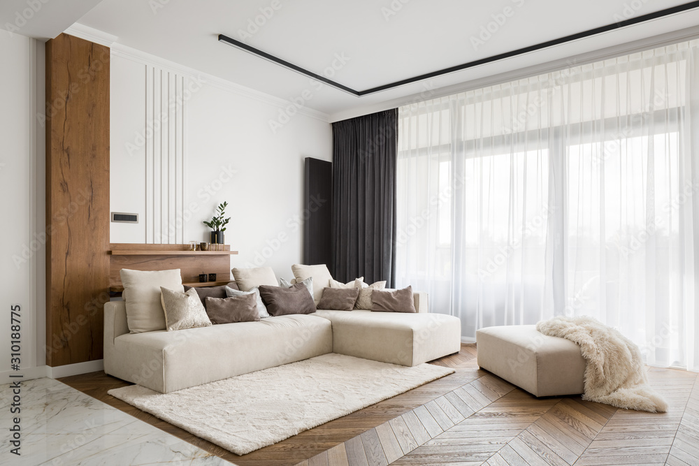 Elegant and comfortable living room - obrazy, fototapety, plakaty 