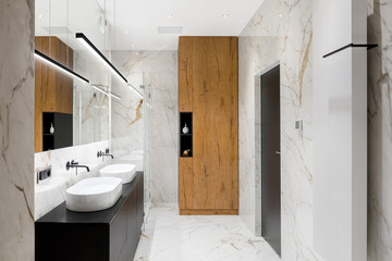 Wall Mural - luxury bathroom in marble