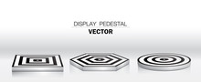 Black And White Graphic Display Pedestal 3D Illustration Vector For Fashion Show Or Window Display.
