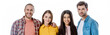 © LIGHTFIELD STUDIOS - happy multicultural friends embracing isolated on white, panoramic shot