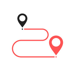 Poster - Vector route icon. Route with marker.