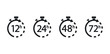 Collection arrows clock and time icons.12, 24, 48, 72 hours.
