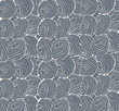 Seamless grey texture with circular abstract elements. Vector art.