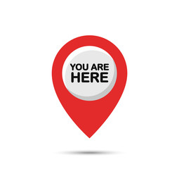 Poster - You are a here. Marker and pointer icon.