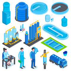 Wall Mural - Isometric Water Purification Set