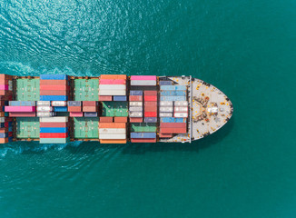 Wall Mural - Aerial view container cargo ship carrier container for business logistics, import export, shipping or transportation.