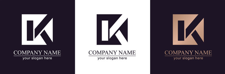 letter k v logo or monogram. blank for business card. for your business. vector sign.