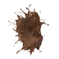 Wall Mural - chocolate splash and pouring,isolated on white background, Include clipping path. 3d illustration.