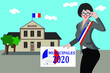 French municipal elections 2020. Illustration Text: Municipal election (in French)
