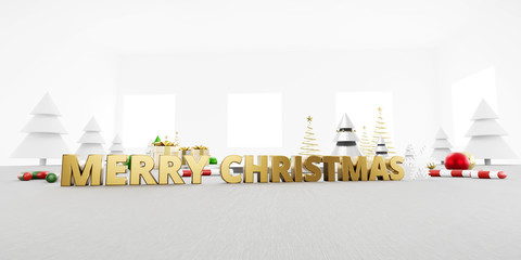 Poster - Merry Christmas Background Soft Focus background. 3d rendering.