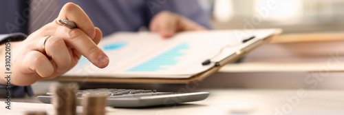 Fotografía Booker Calculate Finance Budget Tax Report Concept