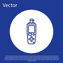 Blue line Portable sensor icon isolated on blue background. White circle button. Vector Illustration