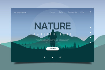 Landscape Nature Background, Landing Page Illustration Full Screen, Traveler Homepage illustration, Website backgrounds vector.
