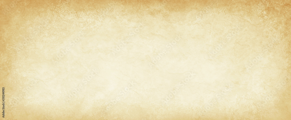 old brown parchment paper background with yellowed vintage grunge texture borders and off white light center with distressed faded antique colors - obrazy, fototapety, plakaty 