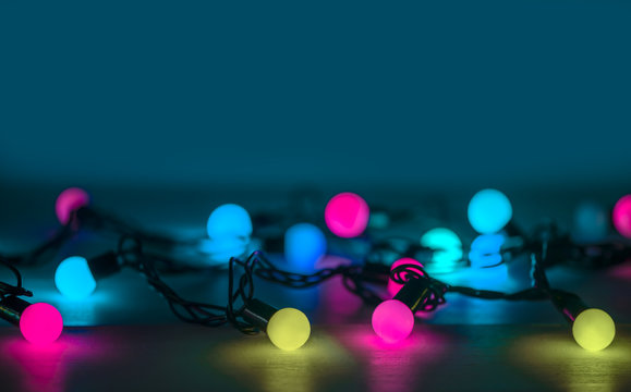 Christmas. New Year's Eve. multicolored garland. Background.