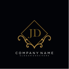 Initial letter JD logo luxury vector mark, gold color elegant classical 