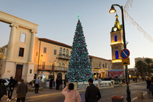 Christmas Tree And Clock Tower View At Old Jaffa - Tel Aviv, Israel