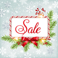 Sticker - Winter sale background with candy frame