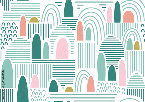 Plakat na zamówienie Vector seamless multicolor pattern with hand drawn arch. . Abstract Background 