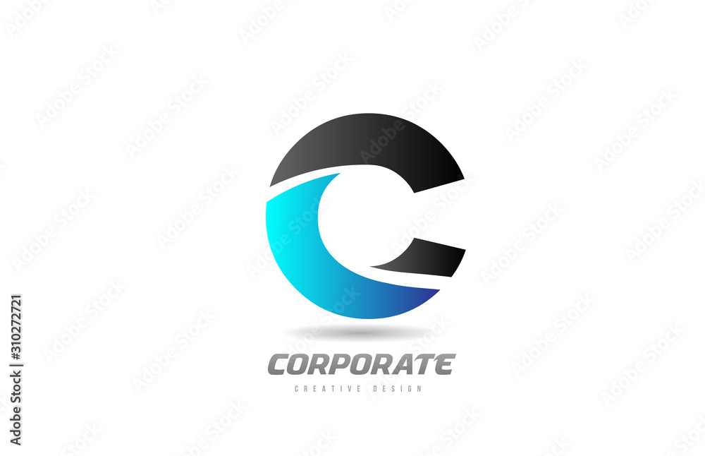 blue black alphabet letter C logo icon design for business Stock Vector ...