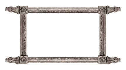 Panoramic silver frame for paintings, mirrors or photo isolated on white background