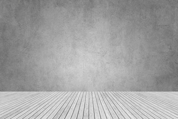 Leinwandbilder - gray cement wall and white wooden floor for studio and room design