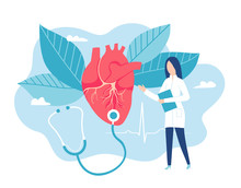 Cardiologist Listens To A Heartbeat. Healthy Heart. Cardiology