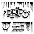 Drips vector design pack. Dripping lettering set