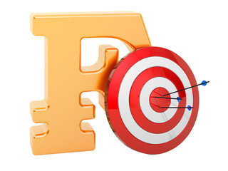 Poster - target with franc symbol, successful business concept, 3d rendering