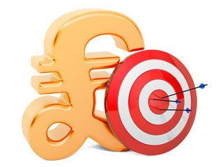 Poster - target with pound sterling symbol, successful business concept, 3d rendering