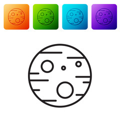 black line planet mars icon isolated on white background. set icons in color square buttons. vector 