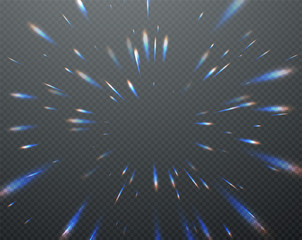 holographic transparent reflections flare isolated on transparent dark background. vector illustrati