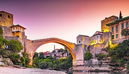 Wall Mural - Amazing Mostar Bridge in the morning