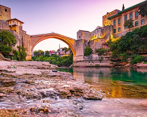 Wall Mural - Amazing Mostar Bridge in the morning