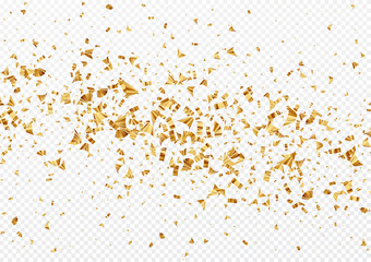 Wall Mural - Gold foil confetti isolated on a transparent white background. Festive background. Vector illustration