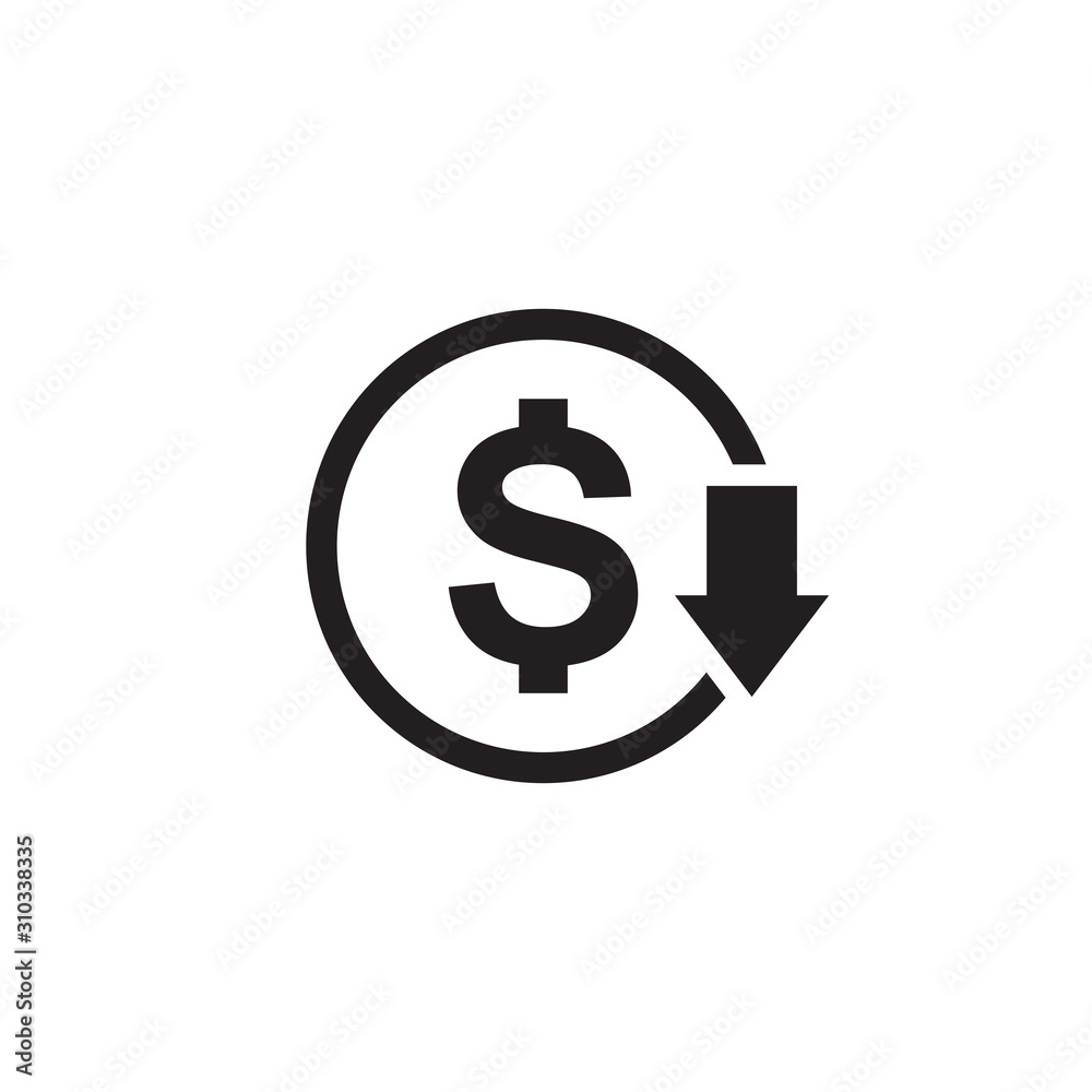 Cost reduction dollar down icon symbol vector illustration Stock Vector ...