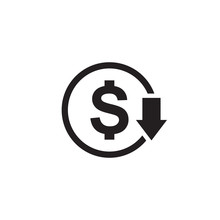 Cost reduction dollar down icon symbol vector illustration