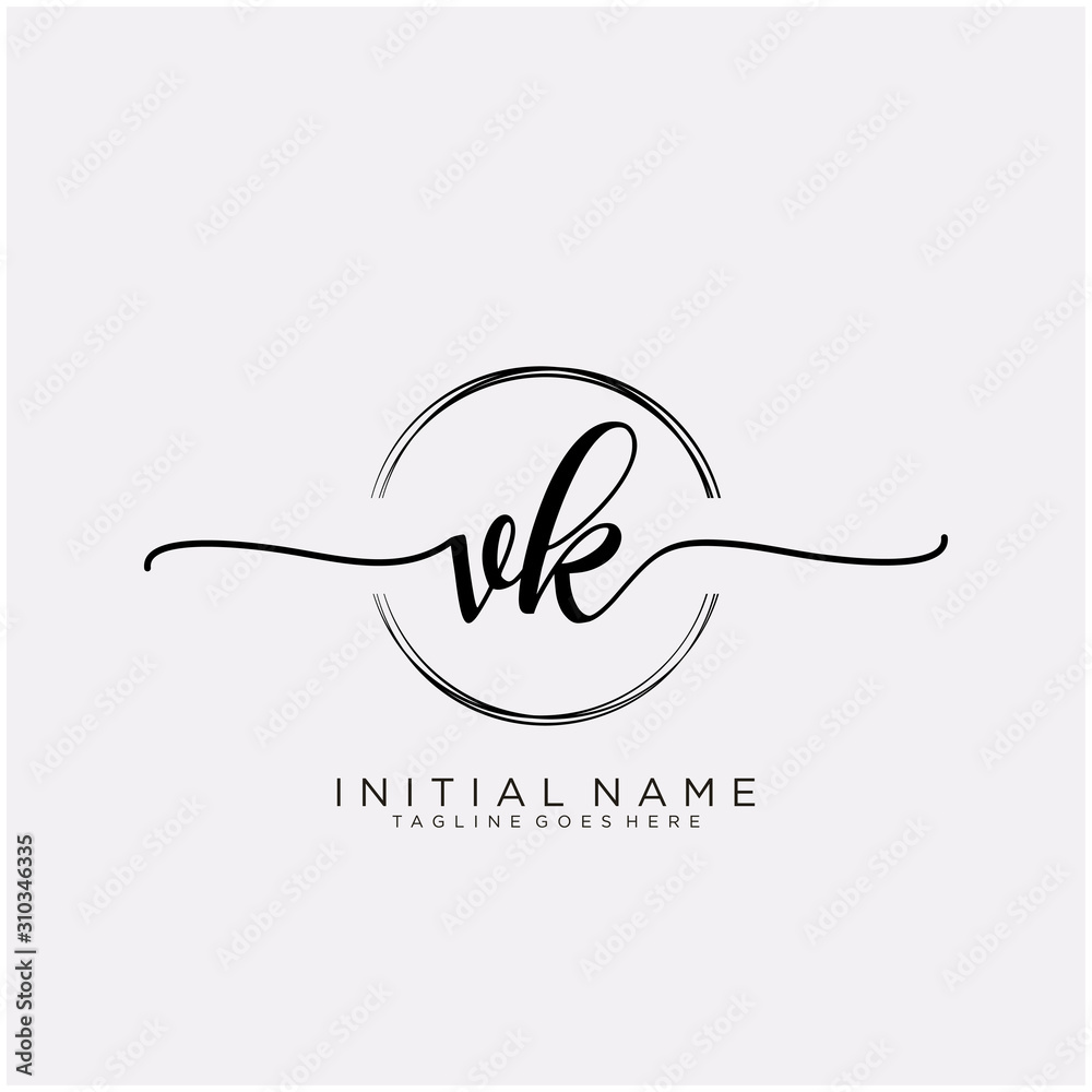 VK Initial handwriting logo with circle template vector. Stock Vector ...
