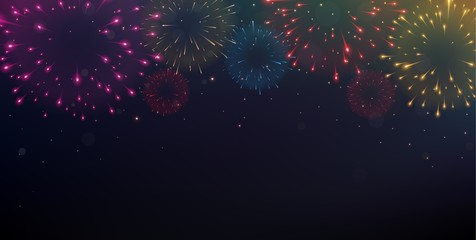 Wall Mural - Bright Colorful Fireworks on night background