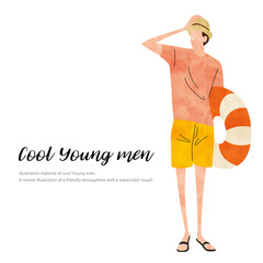 Wall Mural - Illustration material: summer fashion, young men