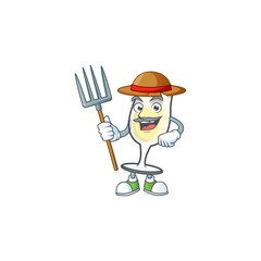 Sticker - Happy Farmer champagne glass cartoon mascot with hat and tools