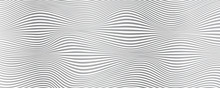 Wavy Uneven Surface Like Flag Or Water. Minimalistic Design From Lines, Two-tone Undulating Backgrounds. Abstract Distorted Pattern. 3d Vector Illustration, EPS10