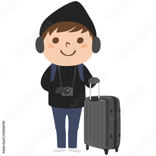 旅行者のイラスト 大きなスーツケースを持って 旅行している若い男性 Kaufen Sie Diese Vektorgrafik Und Finden Sie Ahnliche Vektorgrafiken Auf Adobe Stock Adobe Stock