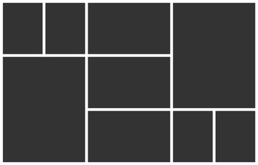 Aufkleber - Collage template for photo montage. Empty 9 frames layout for insert an images. Vector photo collage mockup frame of nine parts.