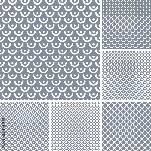 Seamless patterns set. Geometric textures.