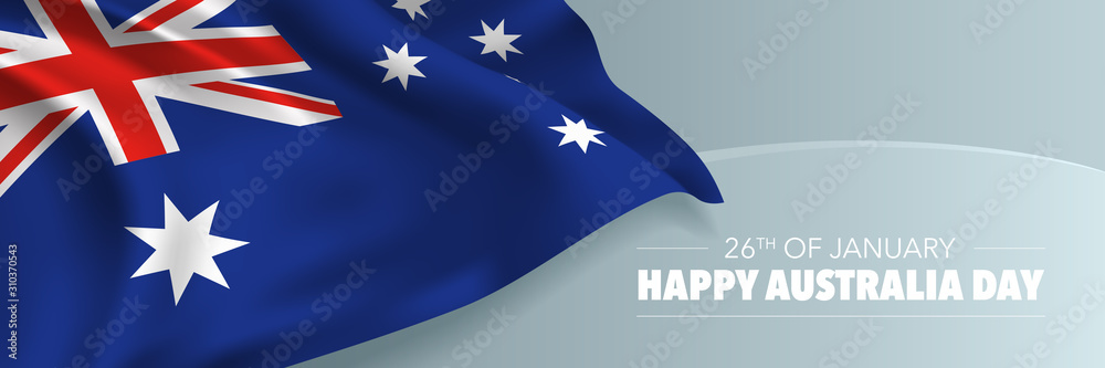 Happy Australia day vector banner, greeting card - obrazy, fototapety, plakaty 
